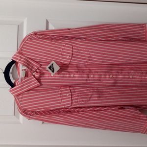 LL Bean cotton striped shirt, size 3X, 2 front pockets, tailored with yoke &dart